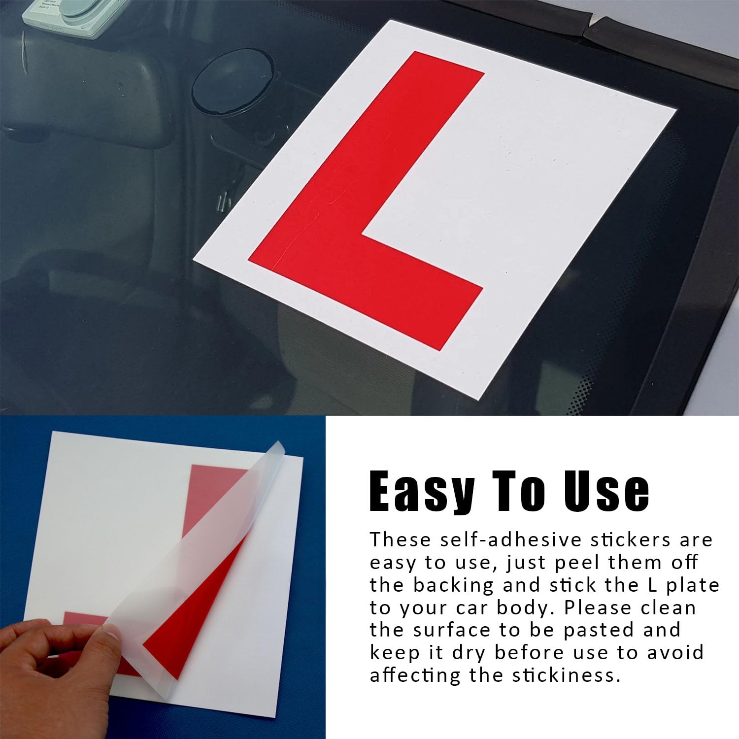 4 Pezzi di L-Board Magnetico Impermeabile, Adesivo con Logo L, L-Board Magnetico Super Resistente, L-Board Statico per Finestra Auto, Facile da Spostare, Logo di Apprendimento per Auto