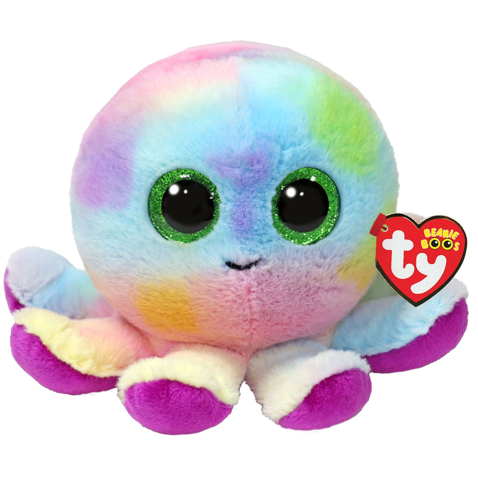 Ty Beanie Boos - Bubbles Le Polype avec de Grands Yeux Verts et Paillettes, la Peluche aux Grands Yeux Scintillants - 15 cm - T37360