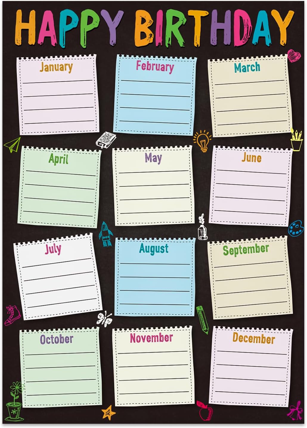 GMEMNOV Voice Level Chart, 11.8 x 16.5 Inch Confetti Laminated Poster