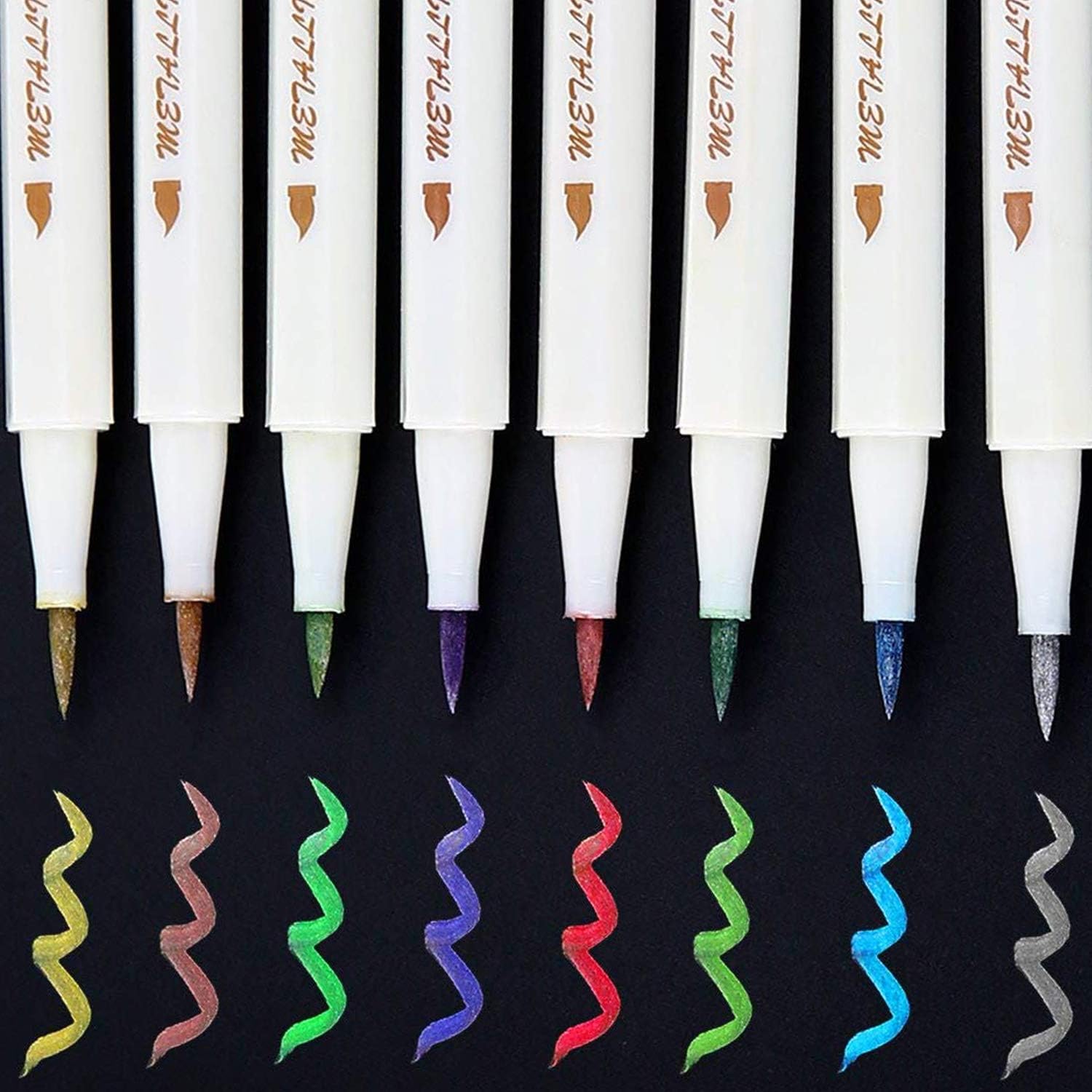Metallic Markers Glitter Paint Pen Calligraphy Brush Pens