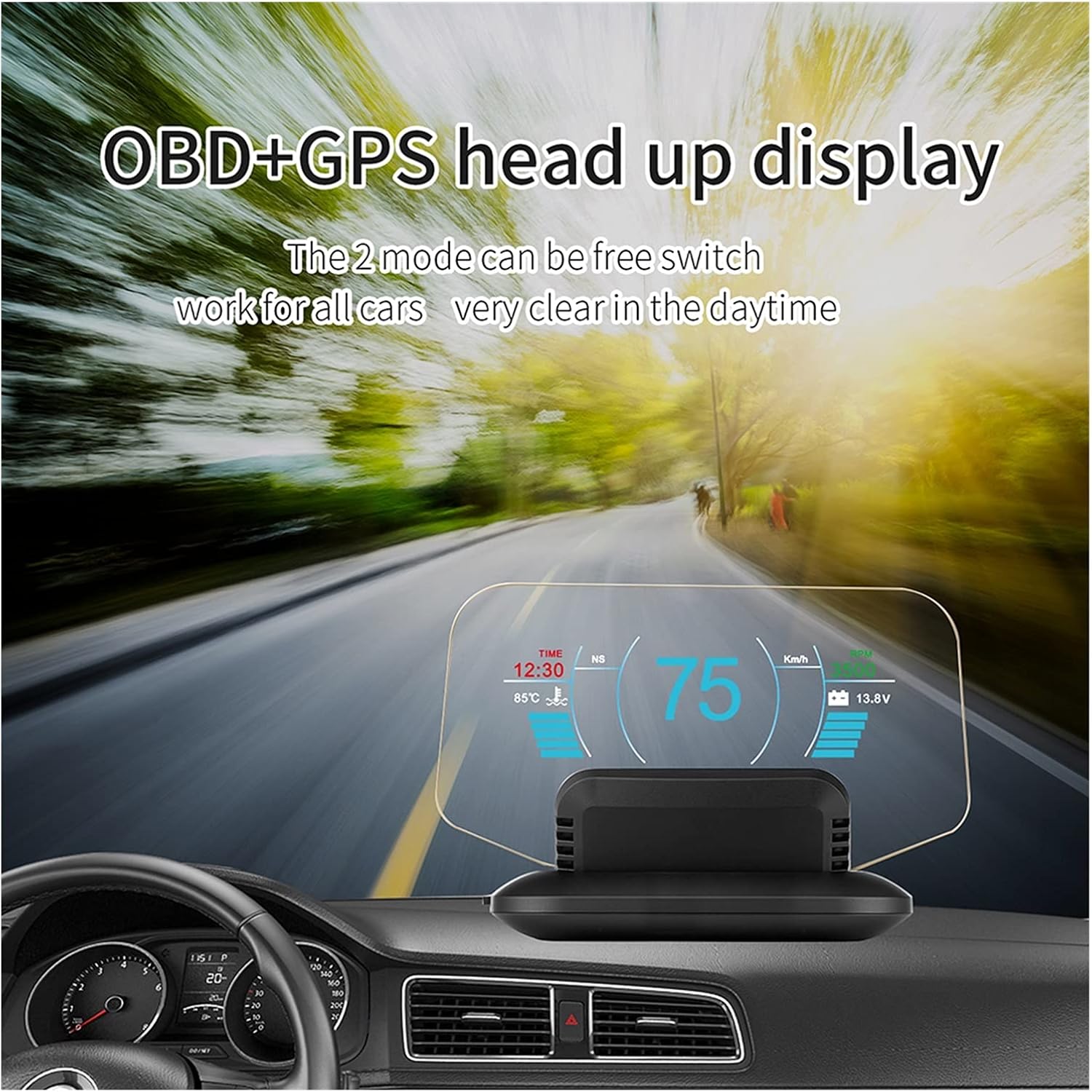 Car HUD Head Up Display HD Color LCD Display OBD2 GPS Head Display Car Speed Projector Speedometer Car Detector Auto Accessories