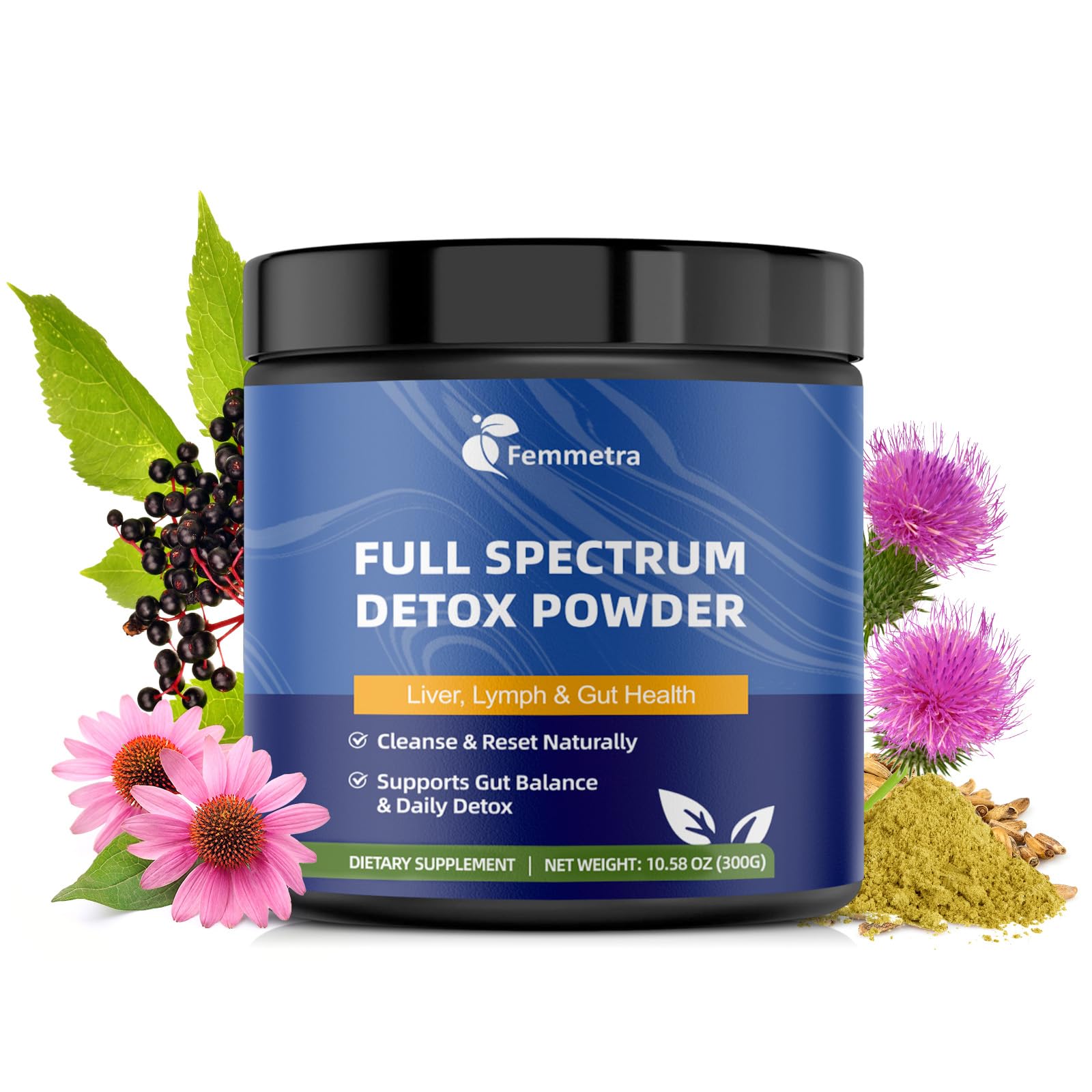 29-in-1 Full Spectrum Detox Powder | 5-Step Total-Body Reset for Liver, Lymphatic, Colon & Gut Support | Potent Earthy Taste from Natural Ingredients | 30 Servings