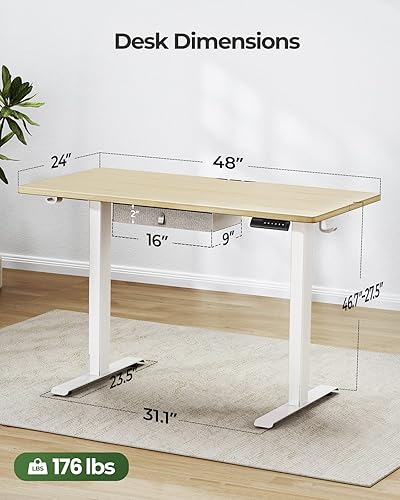 Miniatura 3 de Marsail TZESD12N Escritorios de oficina en casa, 48 x 24 pulgadas, arce