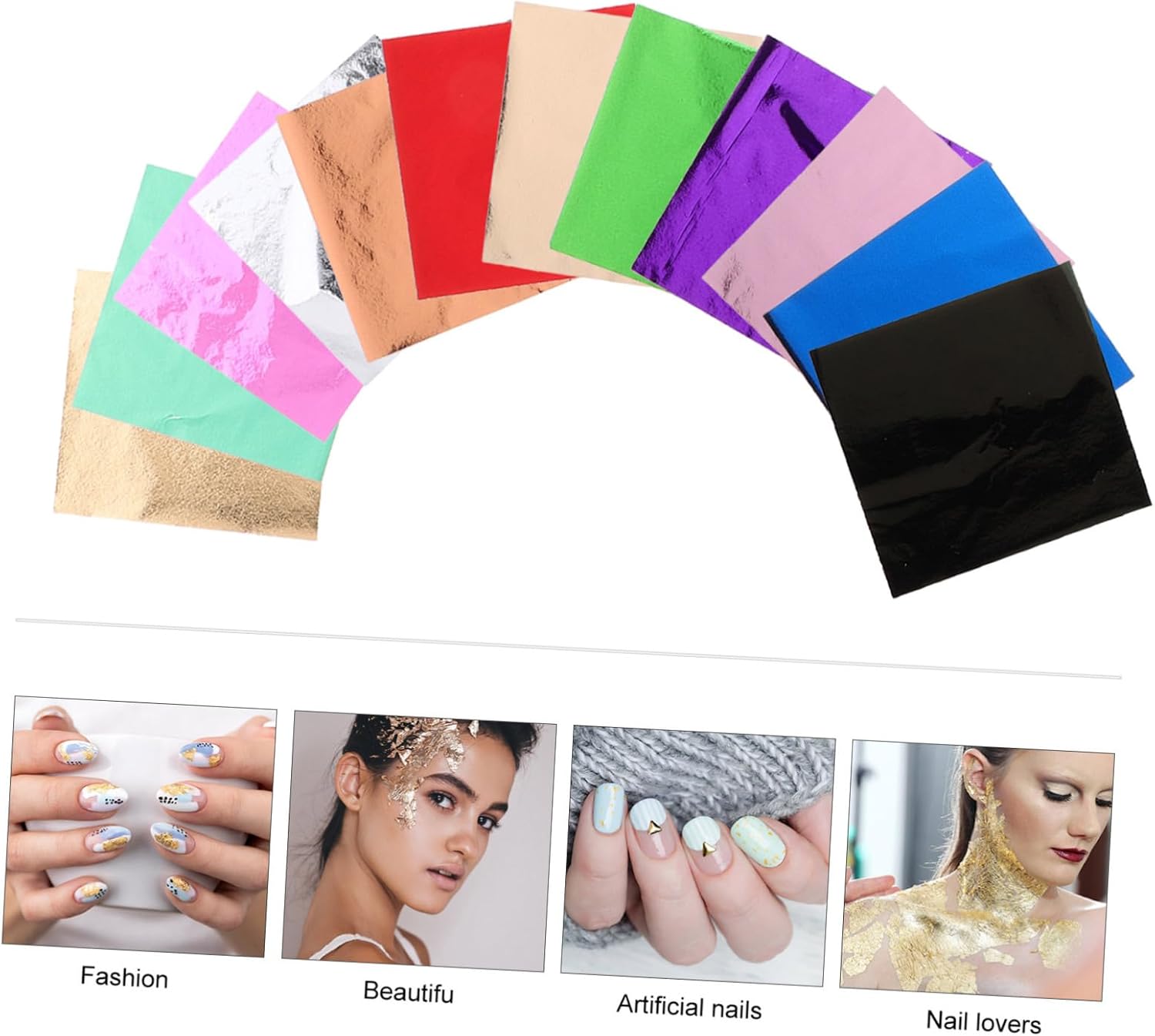 240pcs Gold Leaf Sheets for Nail Art and Crafting Imitation Metallic Foil Colors for DIY Handicrafts and Decorative Projects