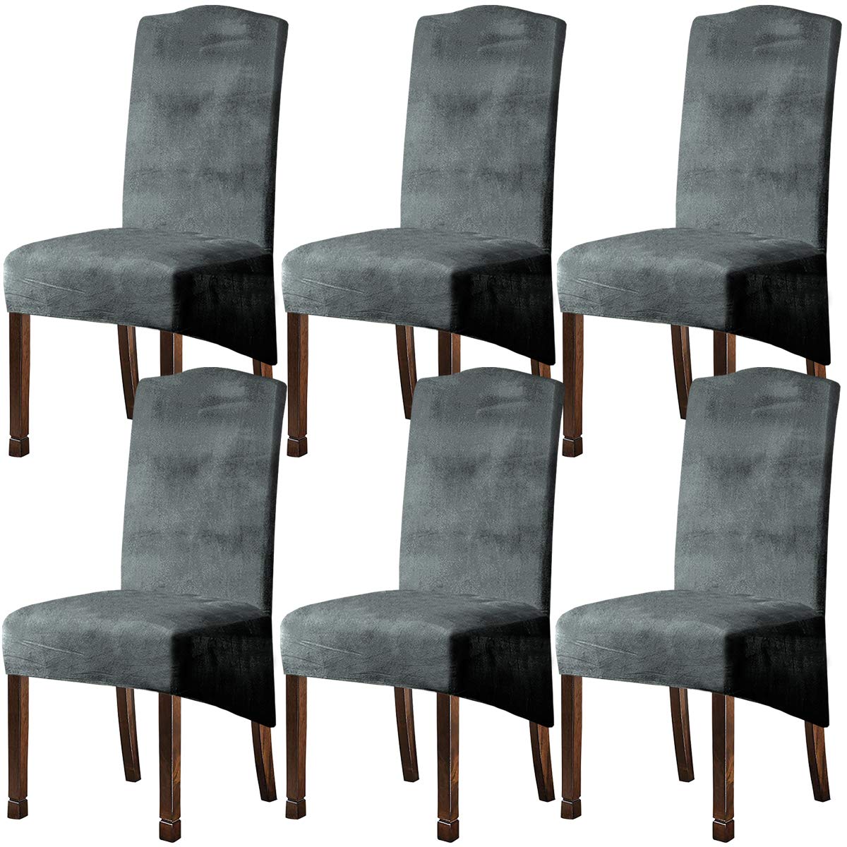 Velvet Plush XL Dining Chair Covers, Stretch Chair Slipcover, Spandex High Chairs Protector Covers Seat Slipcover with Elastic Band for Dining Room,