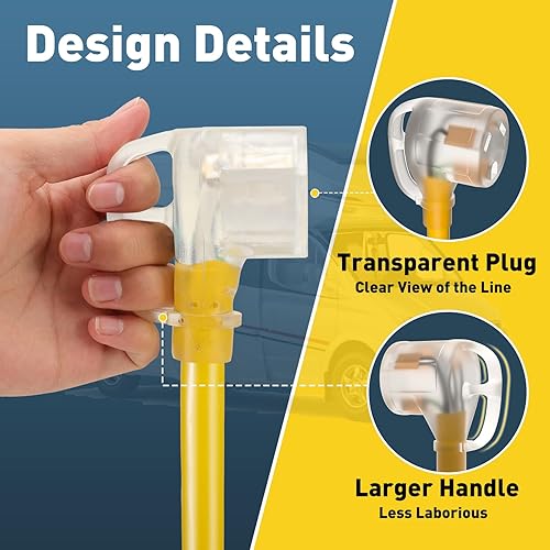 Miniatura 4 de Lin Cin Yin 30 Amp to 110 Volt RV Adapter Cord, 30A to 15A NEMA 5-15P Male to TT-30R Female RV Power Adapter with Handle, 12 Inch Heavy Duty STW 10