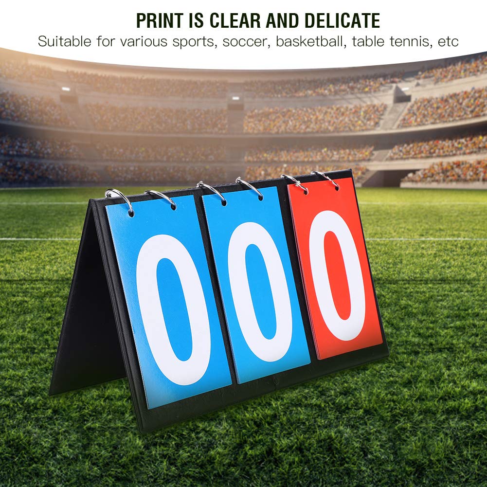 malemollygebide 3-Digit Portable Flip Scoreboard, Red and Blue, Plastic and Metal