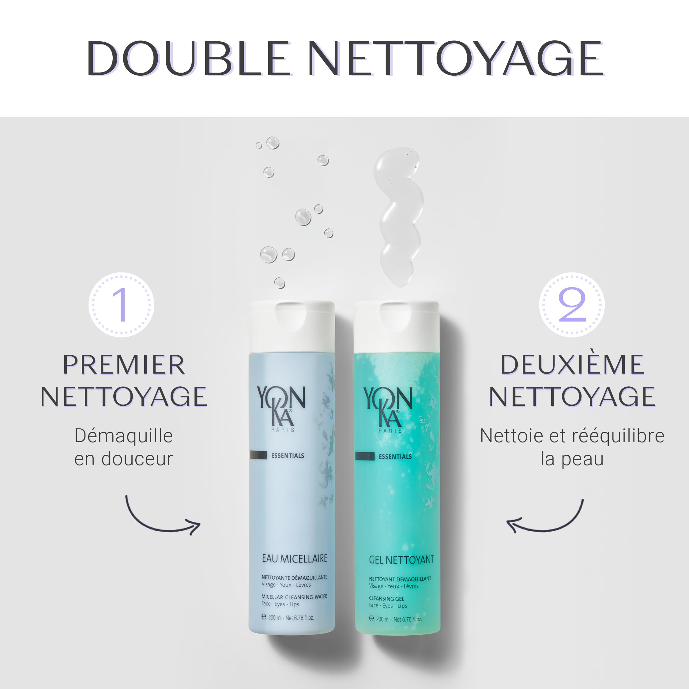Gel Nettoyant Moussant Yonka 200ml - Visage, Yeux & Lèvres - Démaquille, Nettoie et Purifie - Tous Types de Peaux, Idéal pour les Peaux Mixtes à Grasses - Mousse Fine - 94% d'Ingrédients Naturels