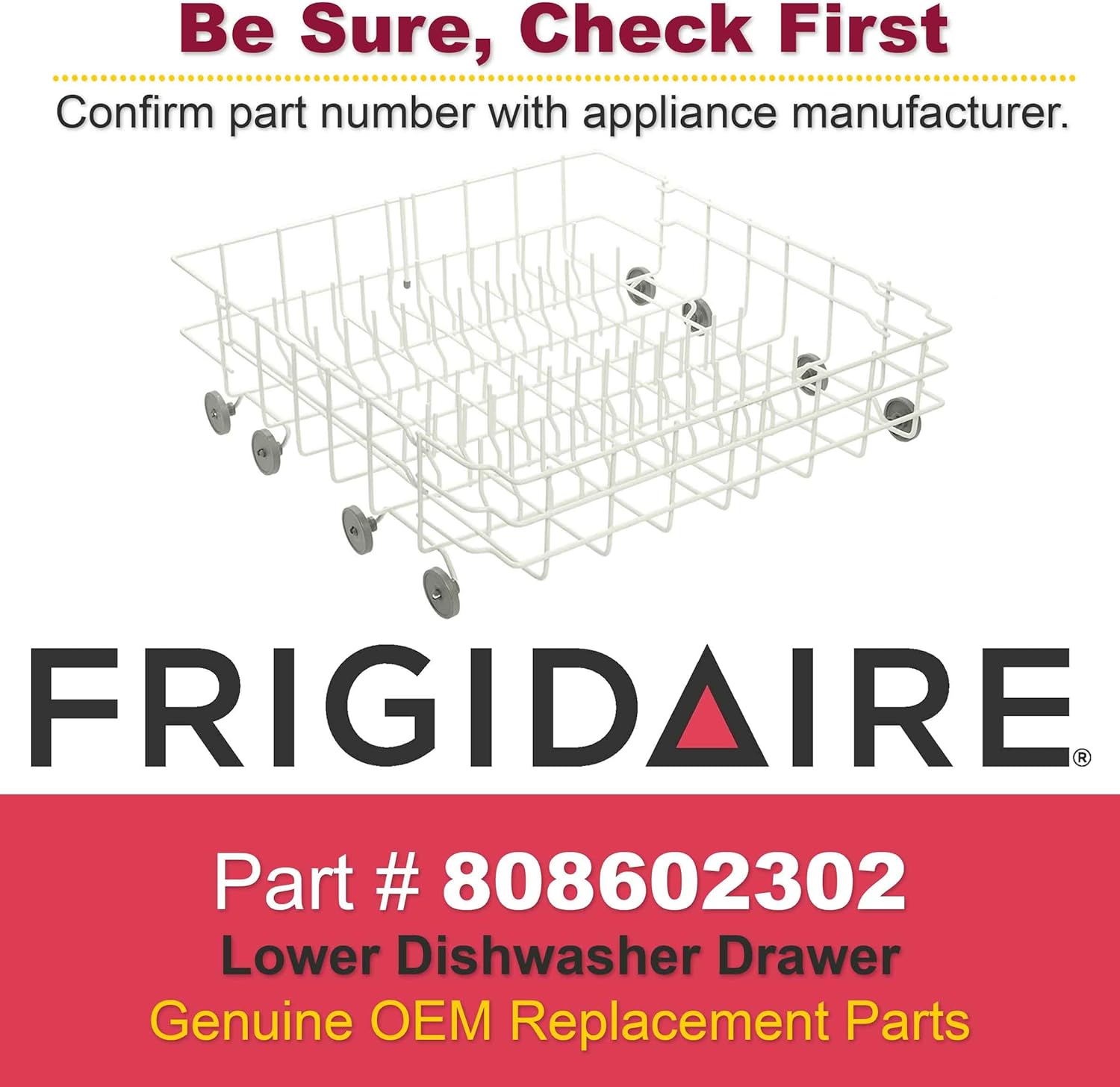GENUINE Frigidaire 808602302 Lower Dishrack Assembly