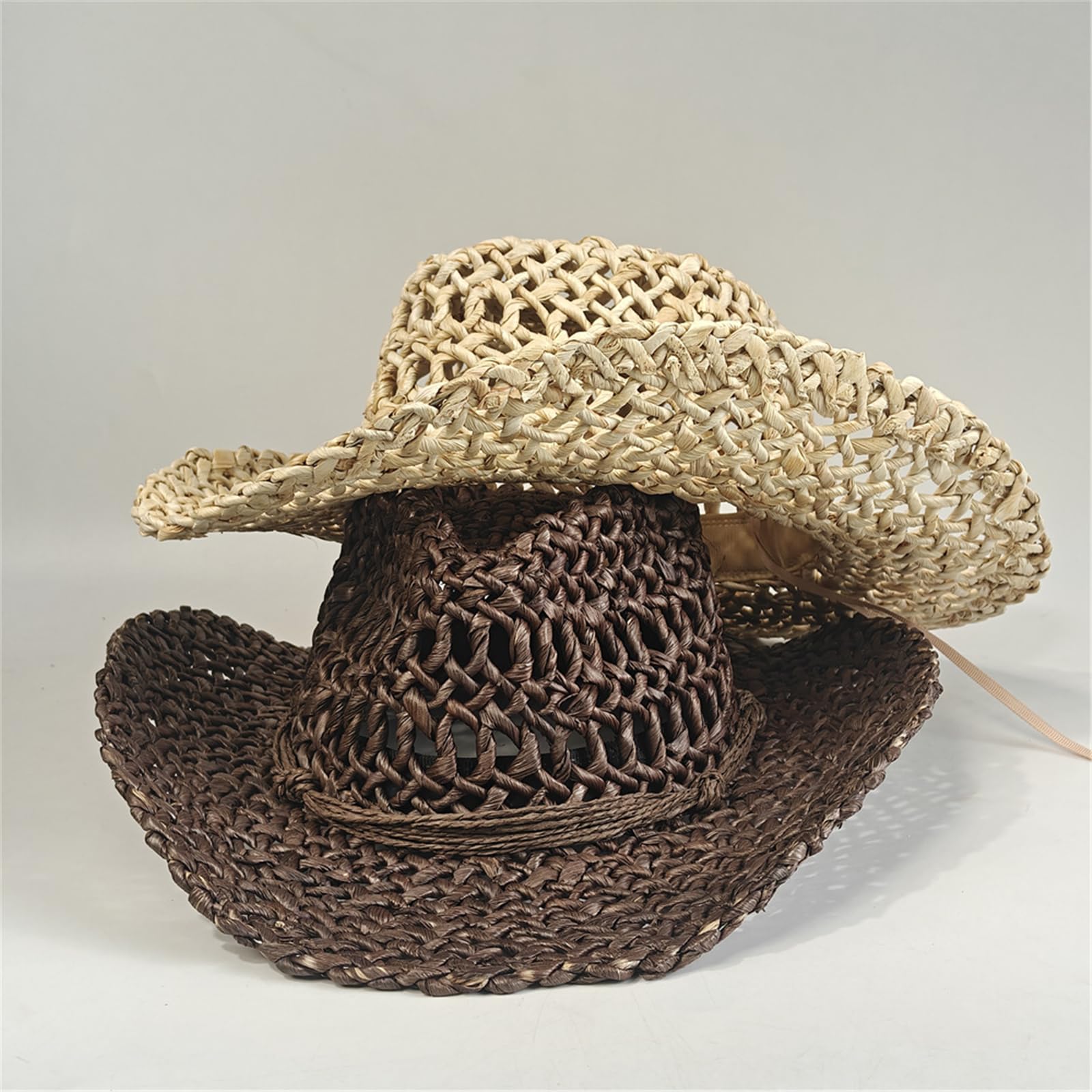 Cappello di paglia pieghevole leggero con design traforato regolabile per le donne spiaggia giardinaggio pieghevole leggero cappello di paglia con design traforato
