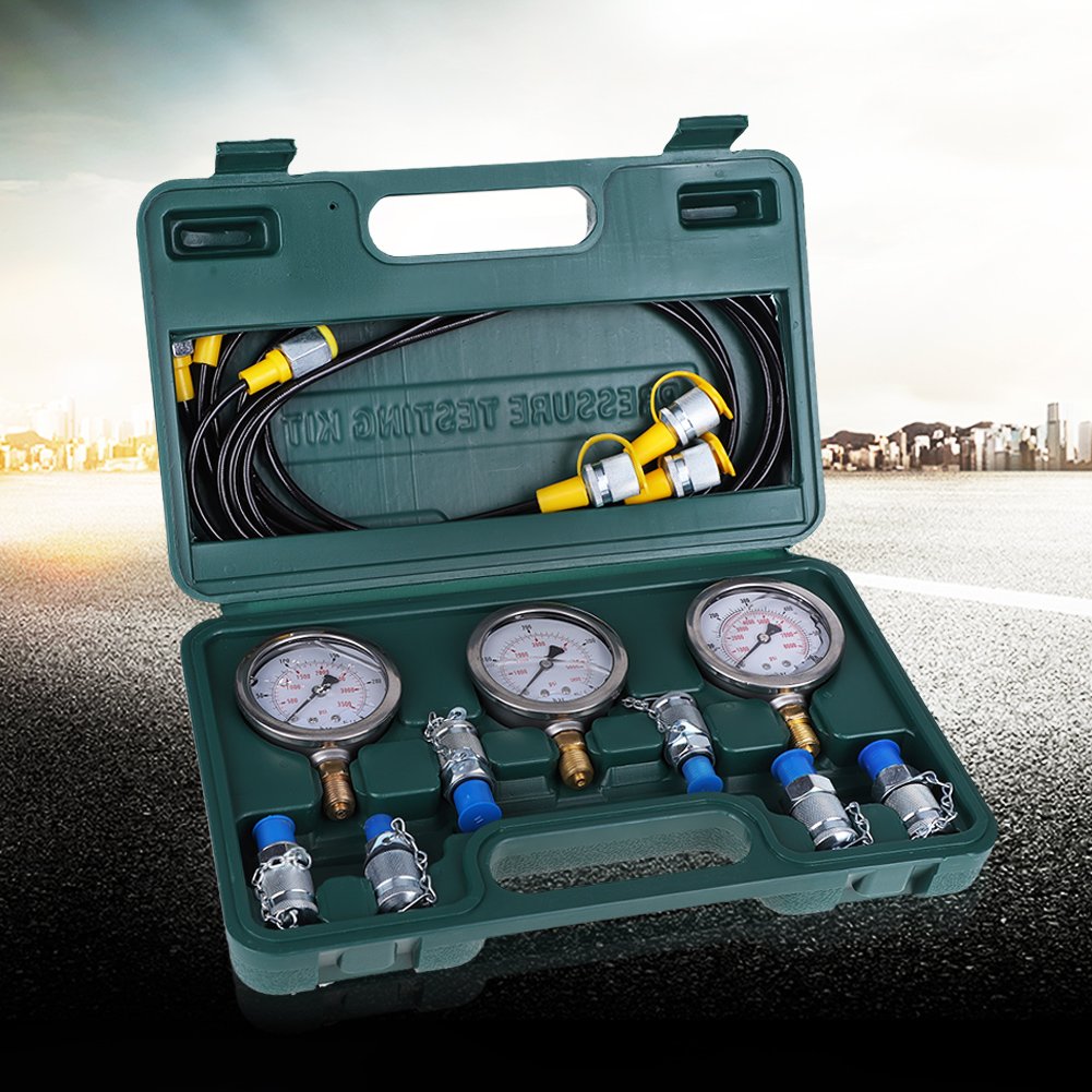 Manometer, Bagger Hydraulik Druck Test Kit mit Prüfschlauch Kupplung und Manometer für Hydraulikdrucktests von Baumaschinen