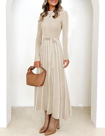 ZESICA Sweater Dresses for Women Fall Long Sleeve Maxi Dress
