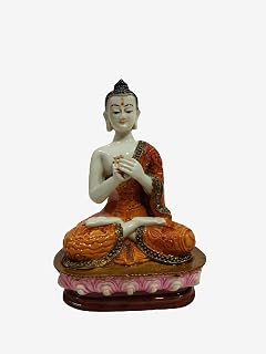 Buddha Idol (5 Inch, 235g, Orange) Premium Marble Powder Gautam Buddha Statue/Murti for Home Decor, Living Room, Meditation, Vastu & Gifting