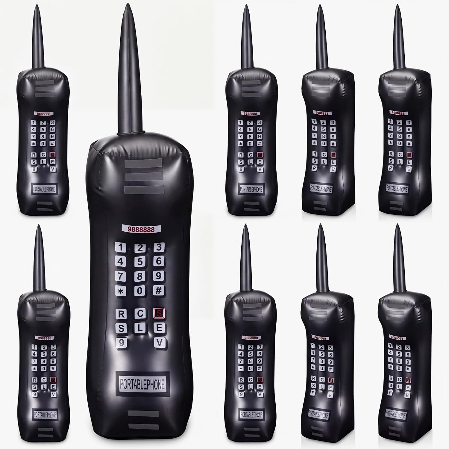 Chivao 8pcs Inflatable Mobile Phone Retro 80s 90s Party Decorations 26inch | Brick Cell Phone Ballons Blow up Cell Devices for Halloween Birthday Party Cosplay Fancy Dress Hip Hop Accessory Supplies