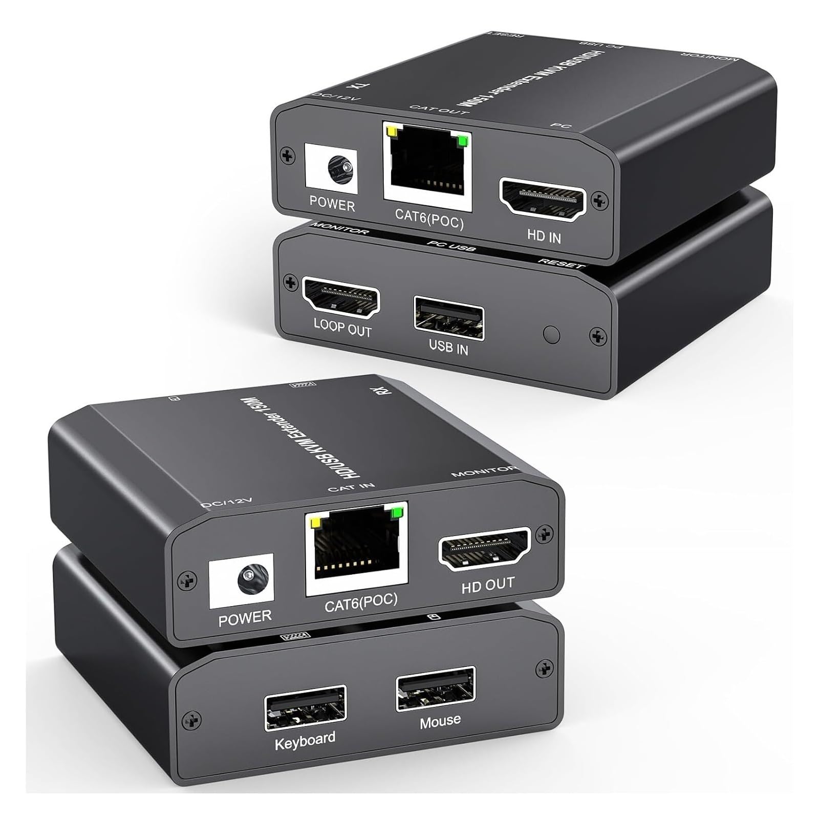 Extensor KVM USB sobre cable de red Cat 6 de 150M y convertidor digital Full HD 7
