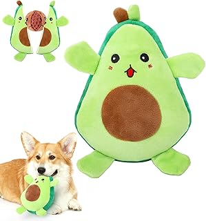 Pawaboo Squeaky Dog Toys, 2-in-1 Interactive Plush Puzzle Dog Toys, Tug of War Dog Chew Toys, Safe Pet Stuffed Plush Toys, Cute and Crying Avocado Pattern Toys for Medium, Small Puppy Dogs