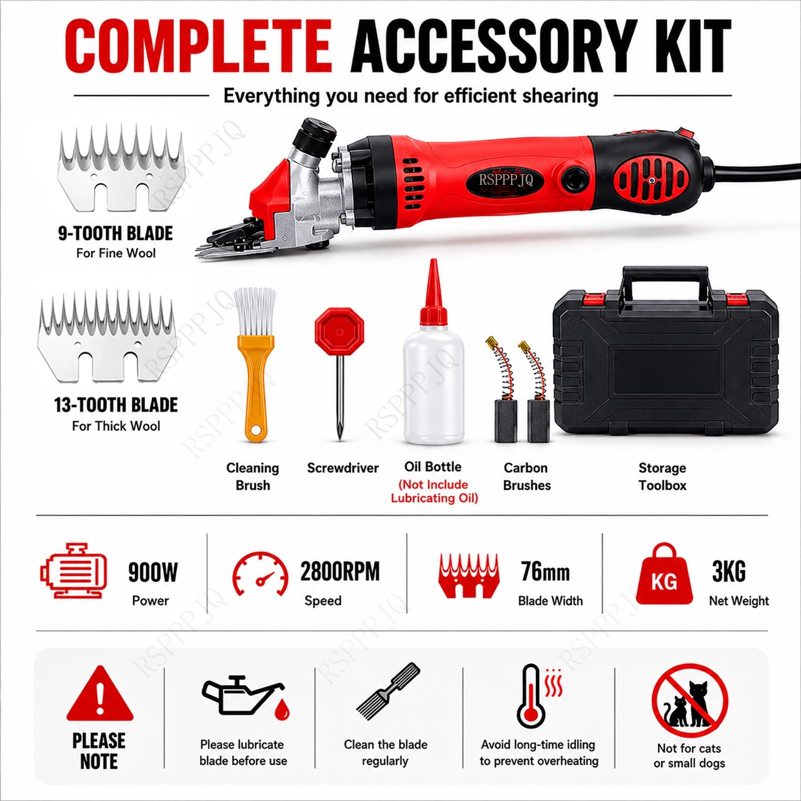 Tosatrice elettrica for pecore, forbici cesoie for capre e cavalli, lama da 9+ 13 denti, 6 marce, for pecore, capre, lama, alpaca