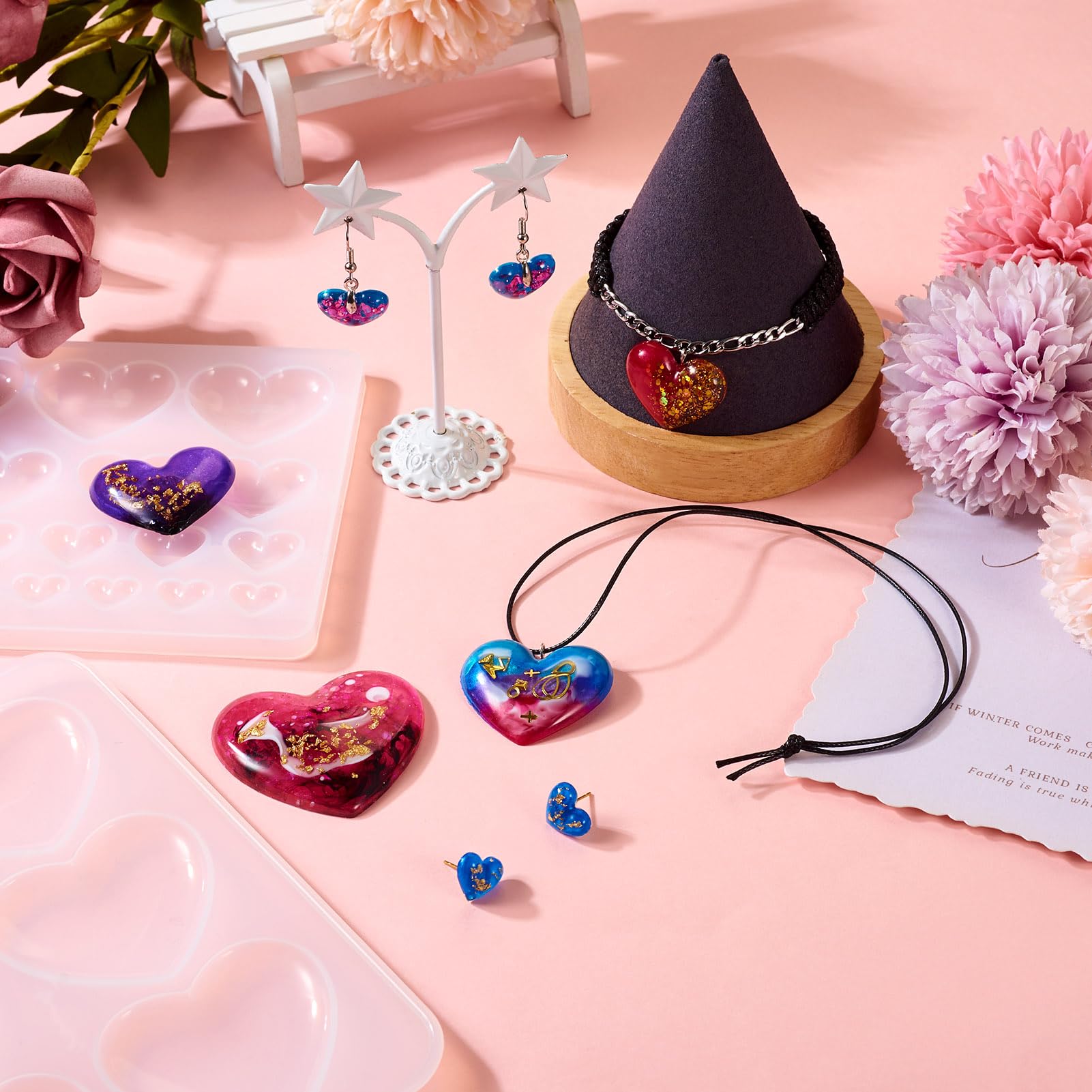 5 Herz-Silikonformen Aus Kunstharz Für Harzschmuck – Perfekt Für Ohrringe, Anhänger & DIY-Projekte