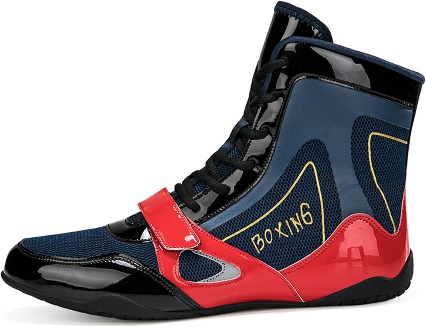 TECDOTO Men Wrestling Shoes Boxing Shoes Professional Training Wear Boxing Boots Non Slip Ankle Guard Combat Training Sneaker,Blue-10