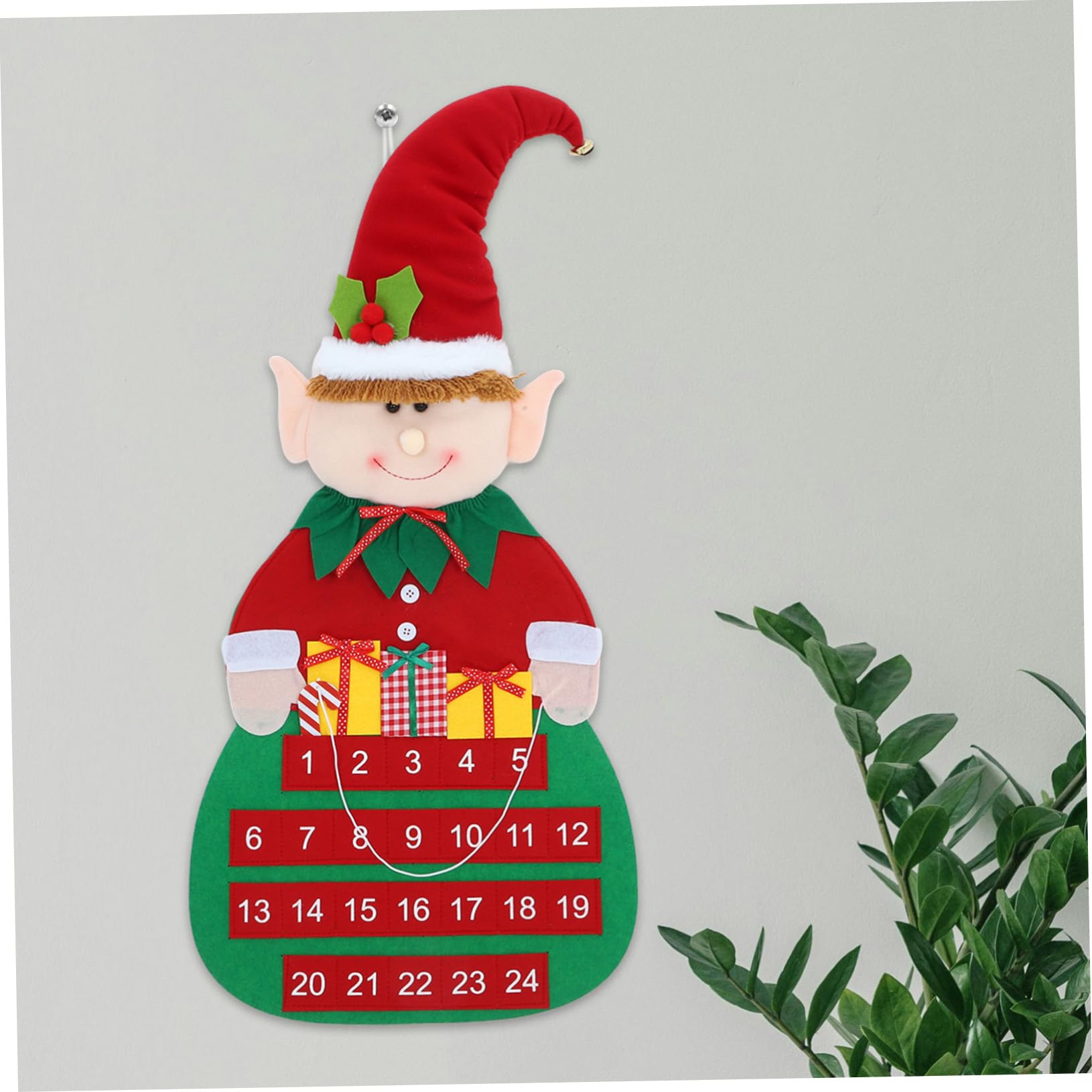 Tofficu Weihnachts-countdown-kalender zum Aufhängen Adventskalender mit Filzmaterial Weihnachtskalender-anhänger für Tür oder Wanddekoration Dekorativer Filz-adventskalender