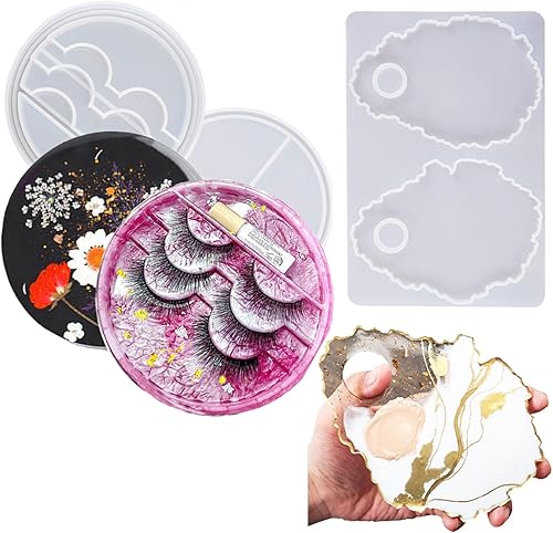 DIYBravo Molde para pestañas postizas y paleta de maquillaje de resina de silicona, molde de pestañas redondas y paleta de mezcla de cosméticos,