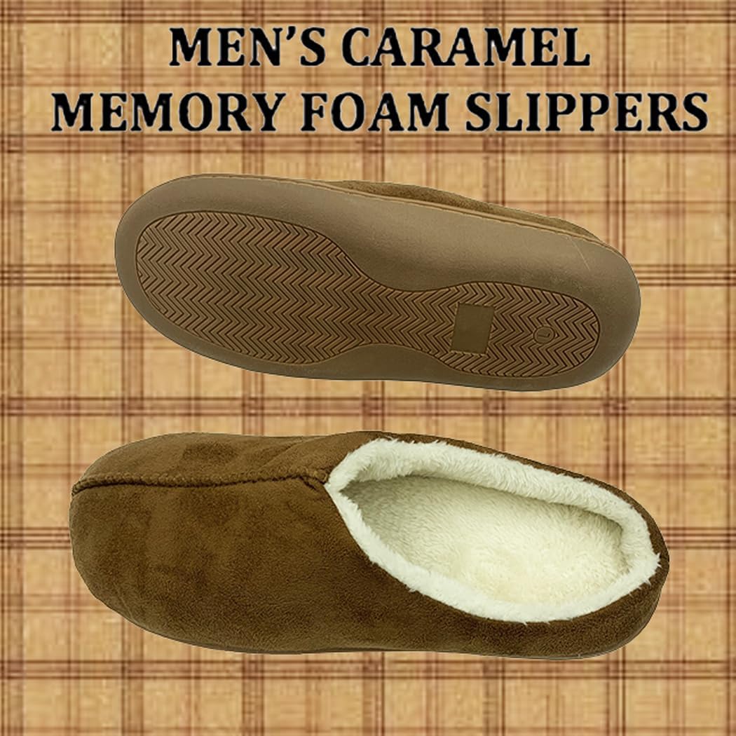 Men's Memory Foam Slippers, Taupe- Small - Image 5