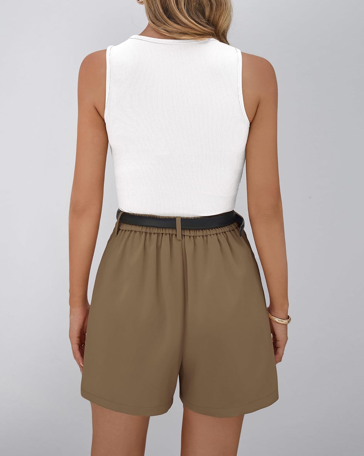 BTFBM 2 Piece Sets for Women Summer 2026 Sleeveless Matching Short Sets Tank Crew Neck Airport Travel Outfits Pockets