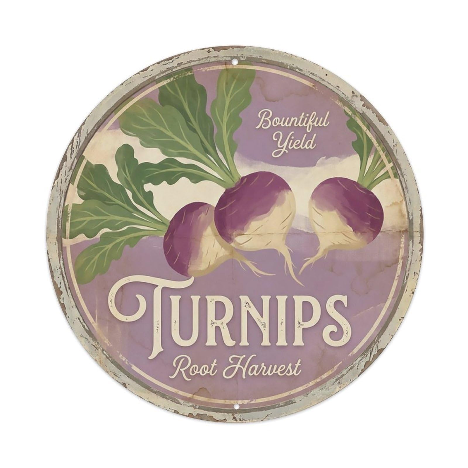 Cxhjca 8X8inch(20X20cm) Vintage Cottagecore Garden Turnips Root Vegetables Metal Tin Sign