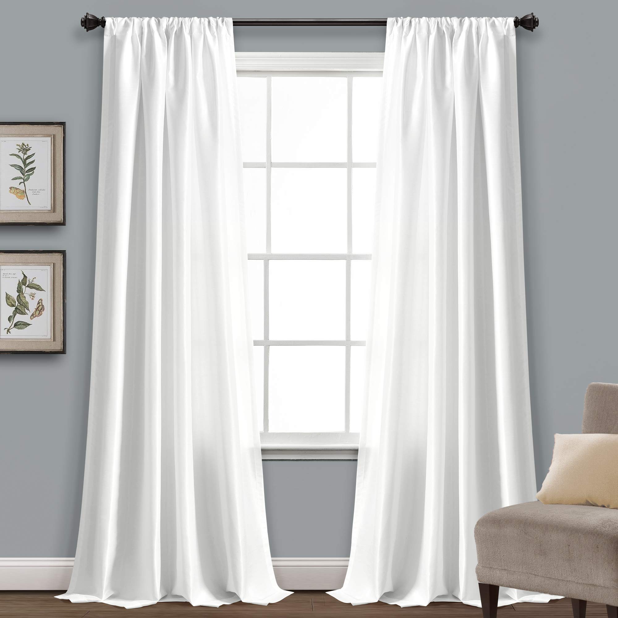 Lush Decor Venetian Curtain | Solid Color Window Panel for Living, Dining, Bedroom (Single Curtain), 84” x 54”, White