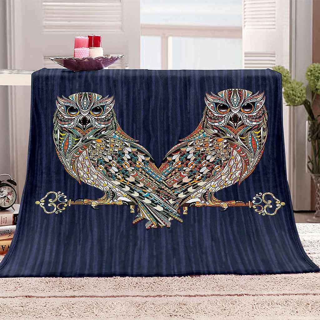 Couverture Polaire Cocooning pour vos soirées télé avec motif hibou 3D