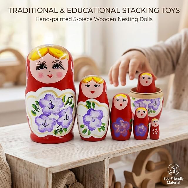 Foto 4 de 6 de Ameble Muñecas de anidación Matryoshka Rusas de Madera de 5 para niños