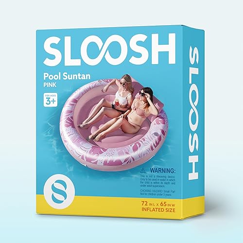 Miniatura 7 de SLOOSH Flotador inflable para tumbona para piscina, 72 x 65 pulgadas, flotadores de piscina para adultos con almohada, tela de lujo, flotador grande
