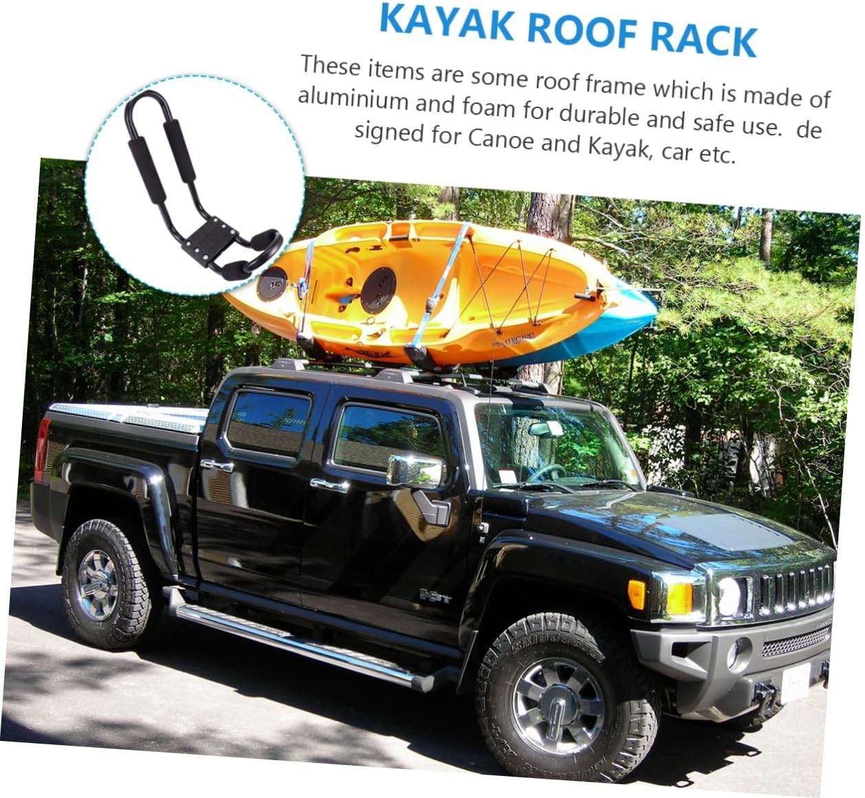 KICHOUSE 2pcs Kayak Roof Rack for SUV, J-Shaped Car Top Canoe Carrier with Detachable Mounts, Heavy-Duty Roof Cargo Rack for Kayak and Canoe Transport