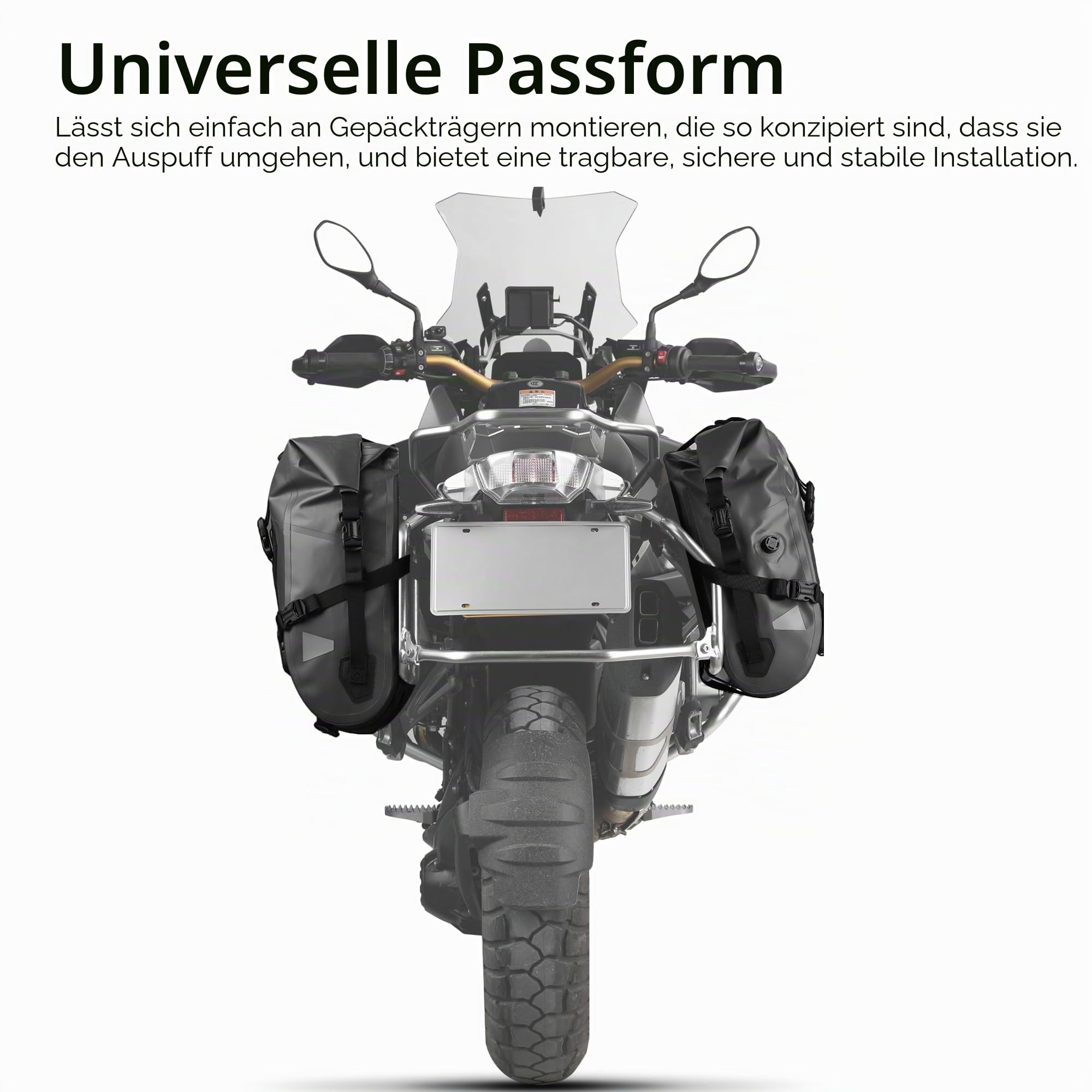 Motorrad Seitentasche Wasserdicht mit Schnellverschluss 24–42L Erweiterbare Motorrad Satteltasche für Gepäckträger Hecktasche Hinterradtasche