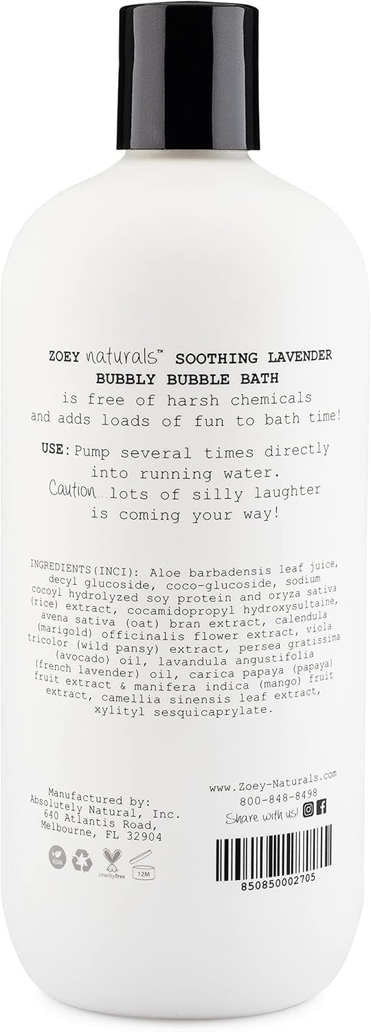Zoey Naturals - Soothing Lavender Bubble Bath for Kids & Babies, Tear-Free Moisturizing Toddler Soap with Aloe & Avocado Oil for Calm Experience - Made in USA, 17 oz - Image 8