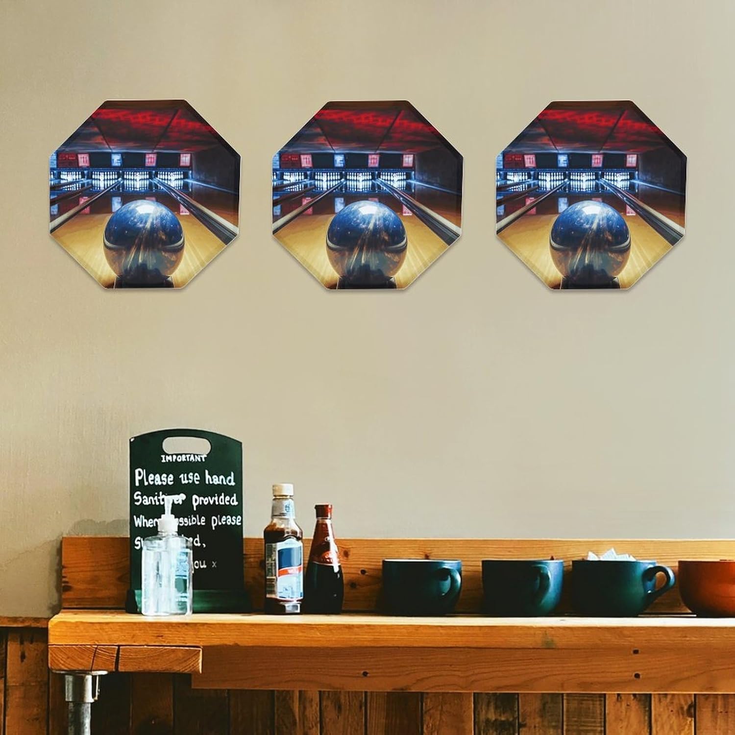 Ctagon Metal Sign for Home, Modern Display Plate for Kitchen, Bowling Plates Accent Hanging Wall Decorations 3PCS for Living Room, Bedroom, Hallway, Hotel