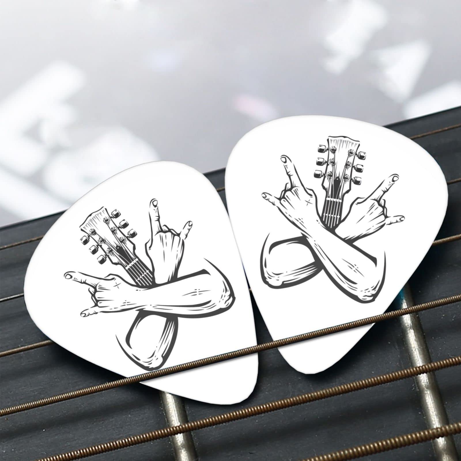 White Rock Guitar Picks for Acoustic Guitar Electric Guitar Cool Guitar Pick for Kids Beginner Thin Medium Heavy Gauges Guitar Picks 12-pack Bass Ukulele Mandolin Guitar Plectrums