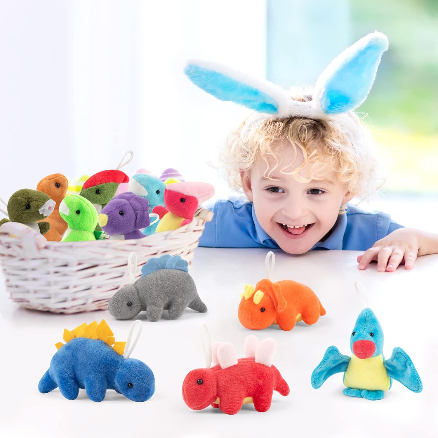 Mocoosy Small Dinosaur Plush Stuffed Animal Set, 12 Pack Mini Soft Dino Figures Bulk for Kids Dinosaur Party Favors, Plushies Kit Goodie Bag Fillers, Toddler Boys Girls Carnival Prizes