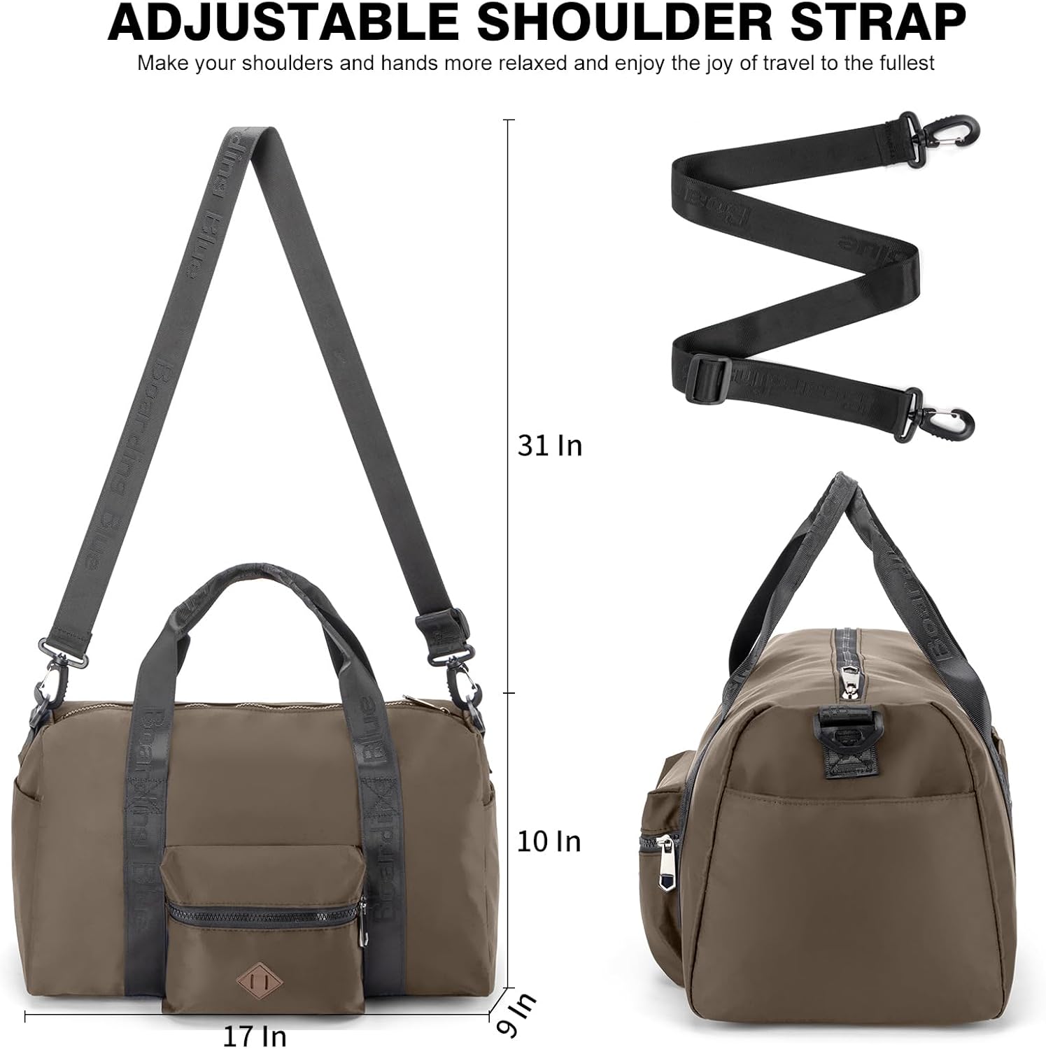 For United Airline 17x10x9 Inches Personal Item Underseat Travel duffle bag, ports Tote Gym Bag,Shoulder Weekender Overnight Bag (Beige)