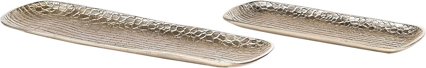Beliani Lot de 2 Plateaux Décoratifs Dorés en Aluminium Différentes Tailles Chic Brantas