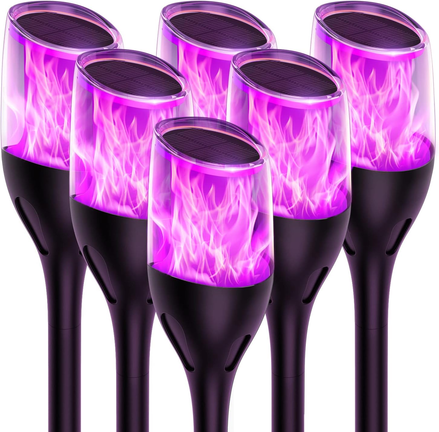 WdtPro Solar Outdoor Lights, 6 Pack Taller Solar Torch Lights with Flickering Flame, Waterproof Solar Garden Lights, Decorative Outdoor Solar Lights for Yard Patio Pathway Landscape Decoration
