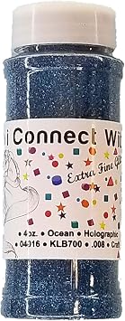 iConnectWith Glitter - Ocean Turquoise Blue, Extra Fine Holographic Turquoise Glitter; Multi-use for Crafts, Decorations, Nail Art, Makeup, Tumblers, Resin Art, and DIY Projects
