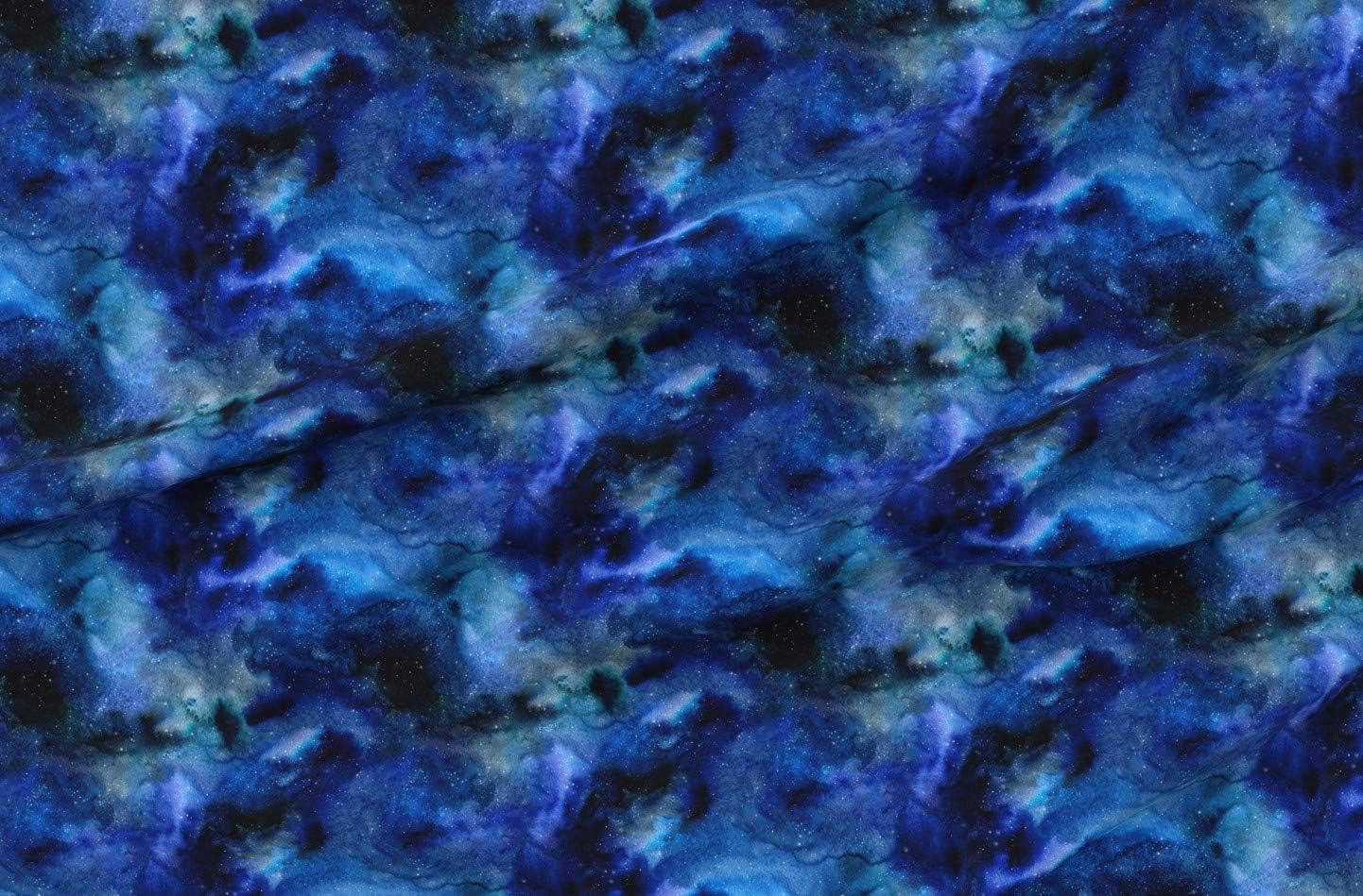 Spoonflower Fabric - Space, Galaxy, Blue, Black, Watercolor, Night, Abstract, Painting Printed on Petal Signature Cotton Fabric Fat Quarter - Sewing Quilting Apparel Crafts Decor