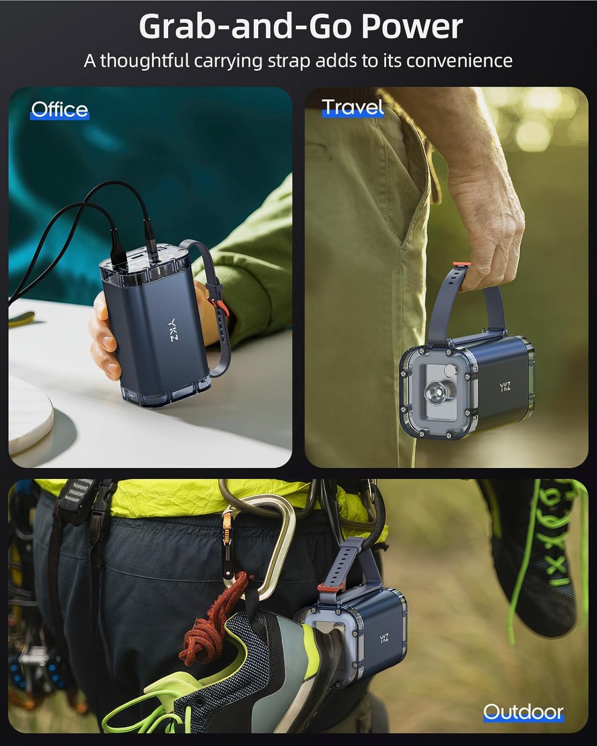 YKZ 100W Laptop Portable Charger 40000mAh, Waterproof Big Power Bank with Digital Display 5 Modes Lighting, USB C PD Battery Pack for Outdoor Camping Road Trips and Emergency Home Backup 40000mAh 100W Power Bank image 6 of 8 B0CDX2G1SR