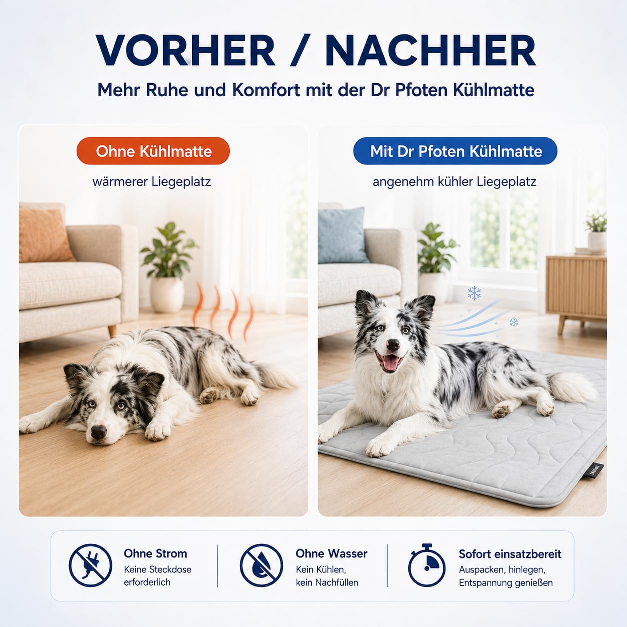 Pfotenchill Kühlmatte, PfotenChill - Die Innovative Kühlmatte für Hunde, S/M/L/XL Pfoten Chill kühlmatte Hund, Sommer Kühldecke hundematte für Zuhause Unterwegs oder im Auto (Grau,L)