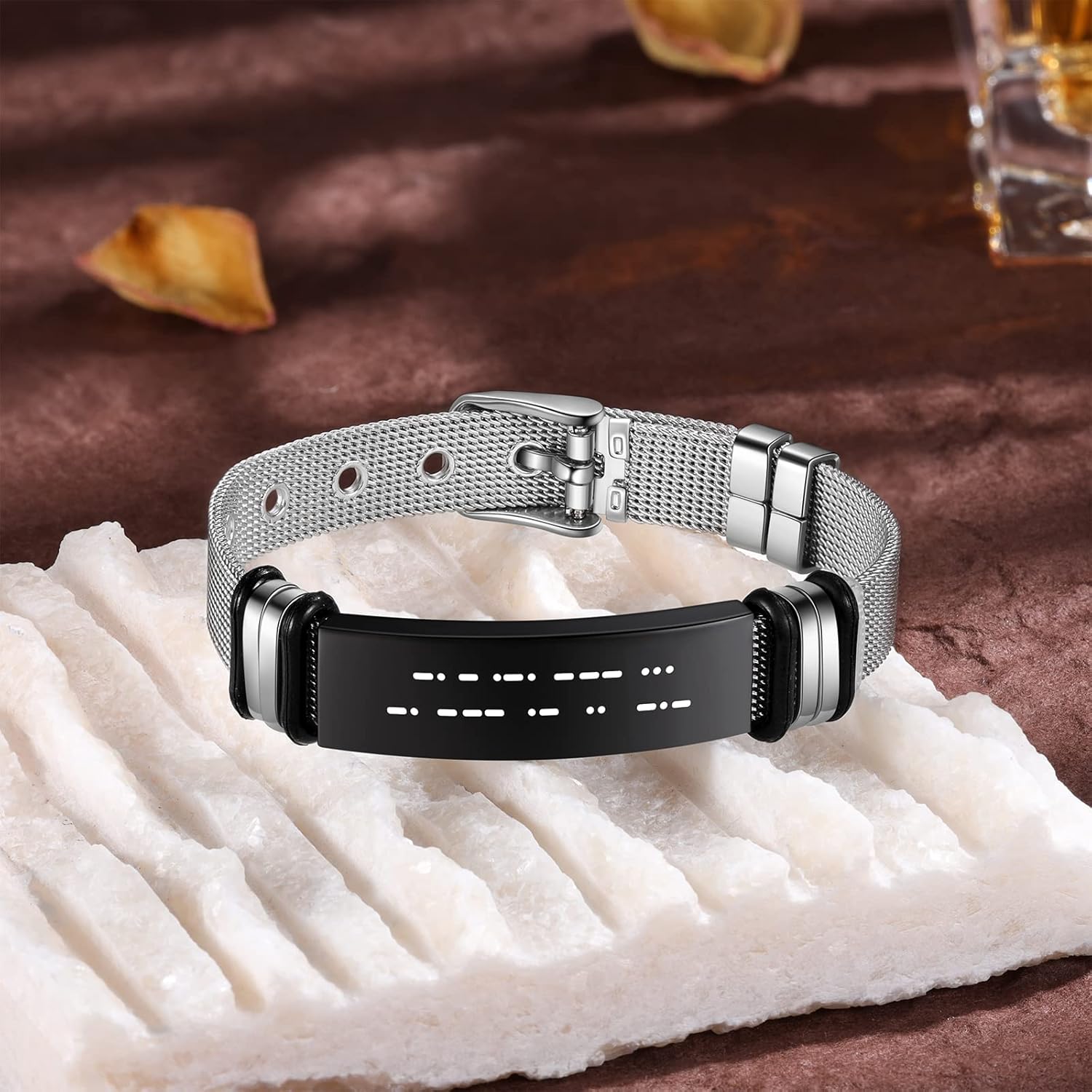 Personalized Bracelets for Men Custom Engraved Photo & Text & Name Bracelet for Couple Stainless Steel Bracelet for Dad Husband Birthday Fathers Day
