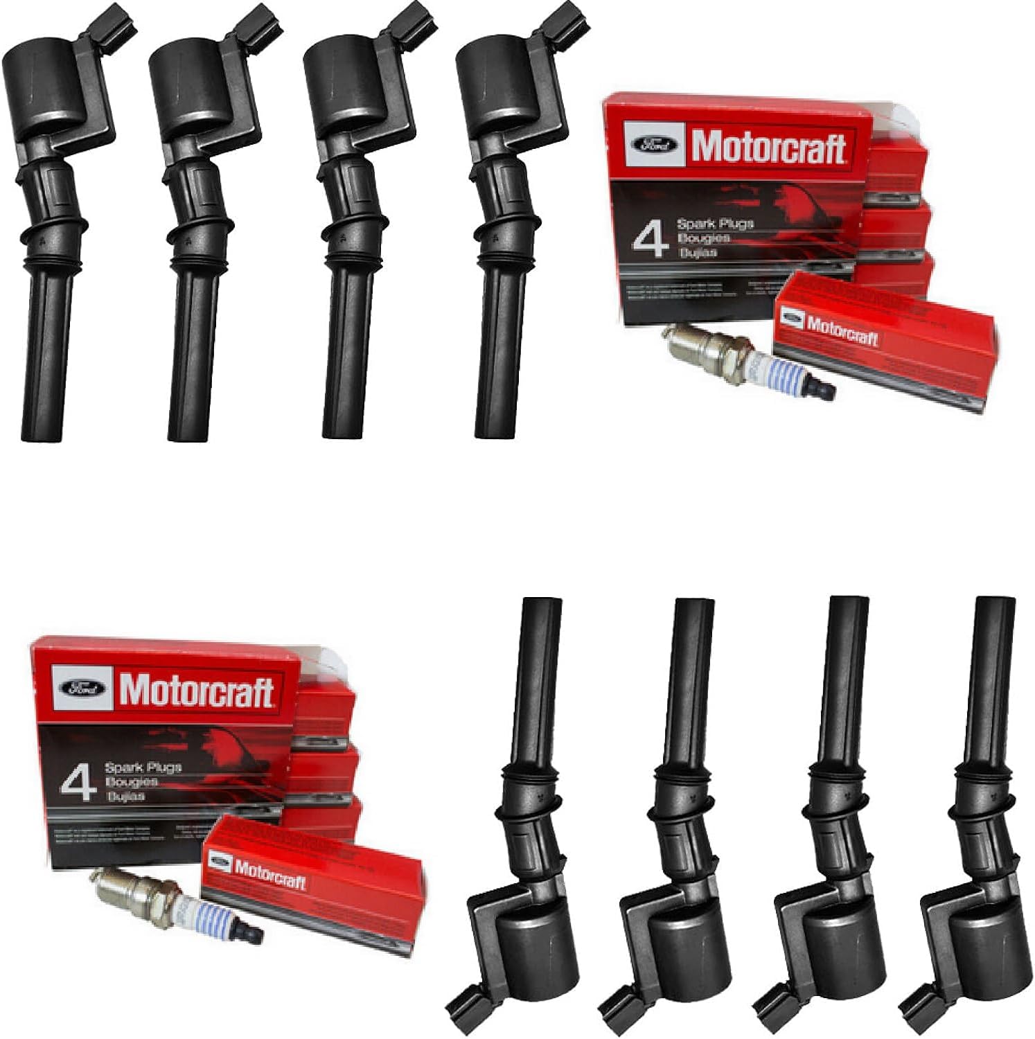 MCK Ignition Coil Pack DG508 & Spark Plugs Set SP493 SP479 Compatible With 4.6L 5.4L V8 F-150 F-250 F350 E150 E250 E350 E450 LINCOLN NAVIGATOR