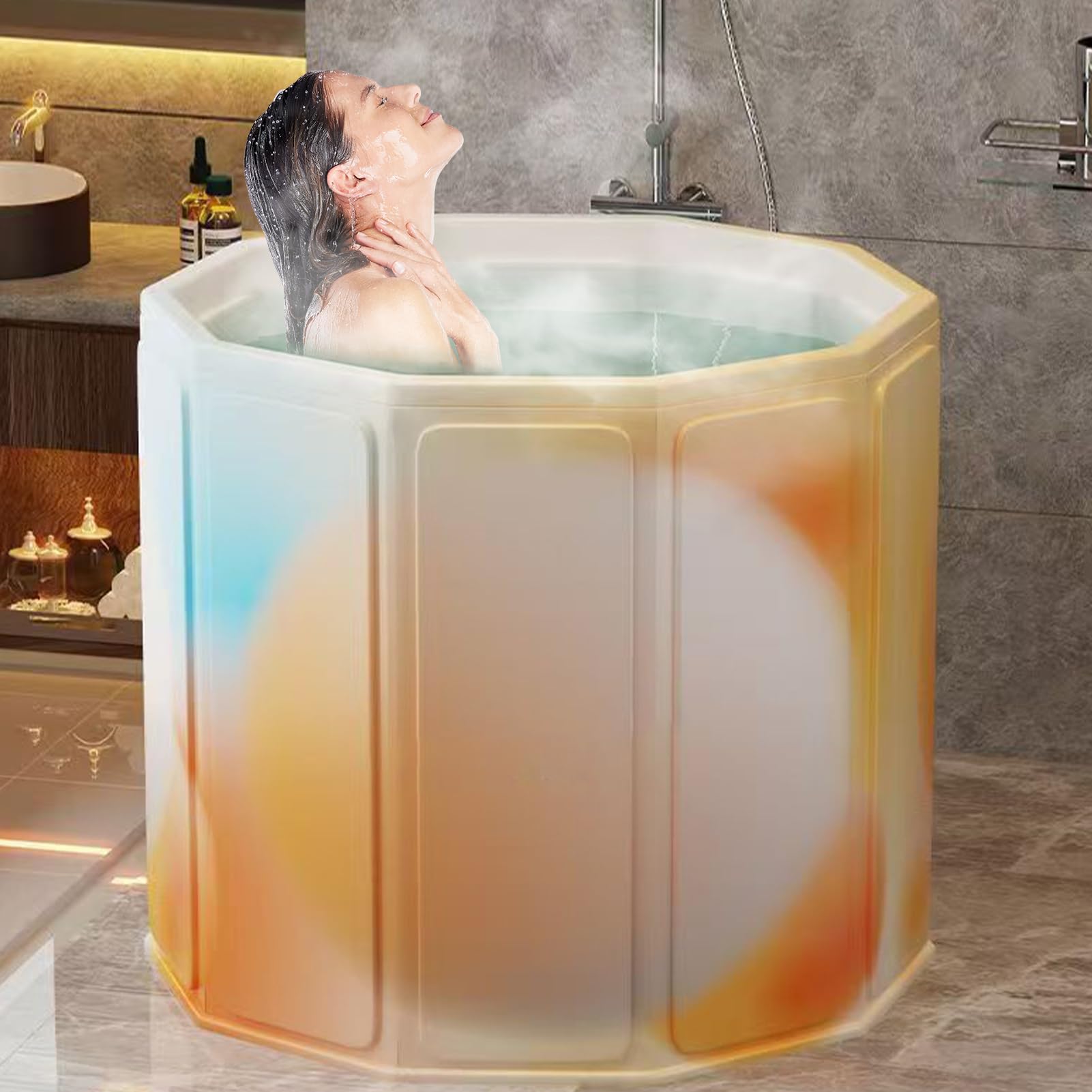 Tragbare Badewanne Für Duschkabinen Faltbarer Installationsfreier Badeeimer | Ganzkörper-Waschbottich Erwachsene Frauen Männer Reisen Kleine Wohnungen Camping Wohnmobile Einweichbad Heißes Bad