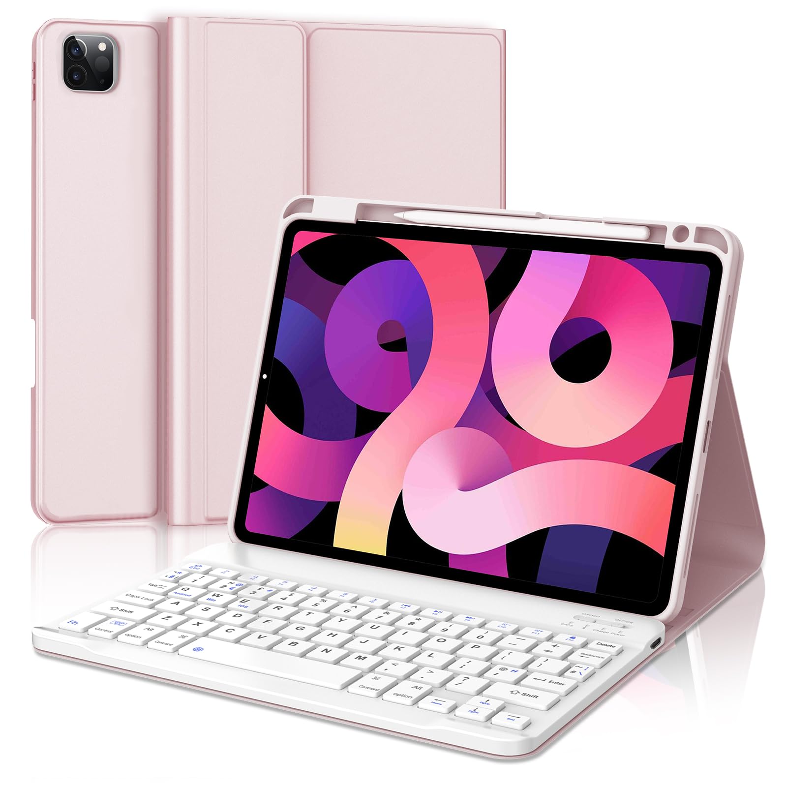 FOGARIiPad Air 11 Keyboard Case 2024 (M2) | Keyboard Case for iPad Air 5/Air 4 10.9'' | Keyboard Case for iPad Pro 11 4th/3rd/2nd/1st Gen, Built-in Pencil Holder - Rose Gold