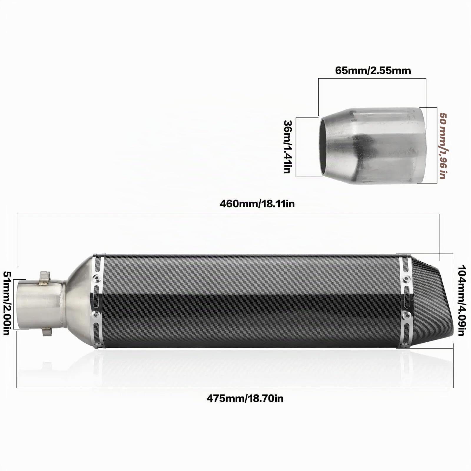 470mm Échappement Moto Silencieux Tuyau D'échappement Lien Tuyau Silencieux Pièces pour Kawasaki pour NINIA 650 Tmax 500 Tmax 530